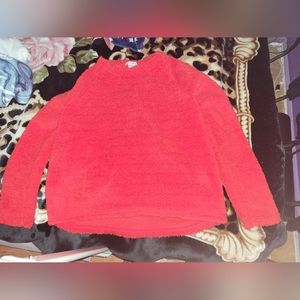Soft red plush pajama sweater
